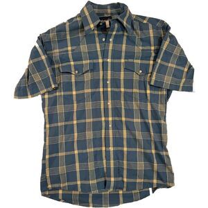 Men's Wrangler Pearl Snap Button Up Short Sleeve 100% Cotton‎ Size M Western...